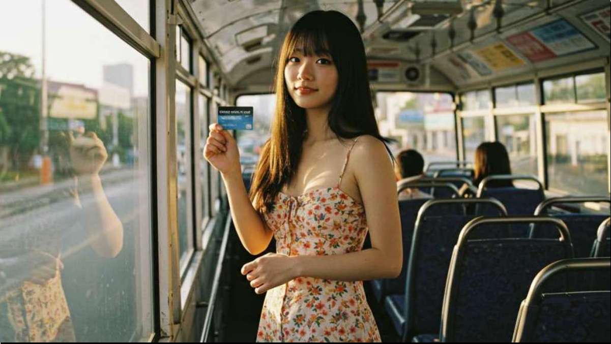 K패스 카드 비교 2025년 최신 추천 순위, K패스 카드 들고 버스탄 아름다운 여성 사진