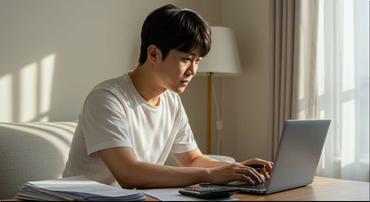 청년 주택 드림 청약통장 전환 방법 및 대출 연계 혜택, 청년 주택 드림 청약통장 전환 서류를 인터넷을 통해 제출하는 청년 사진